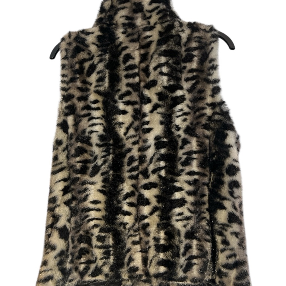 Calvin Klein Black and White Faux Fur Vest